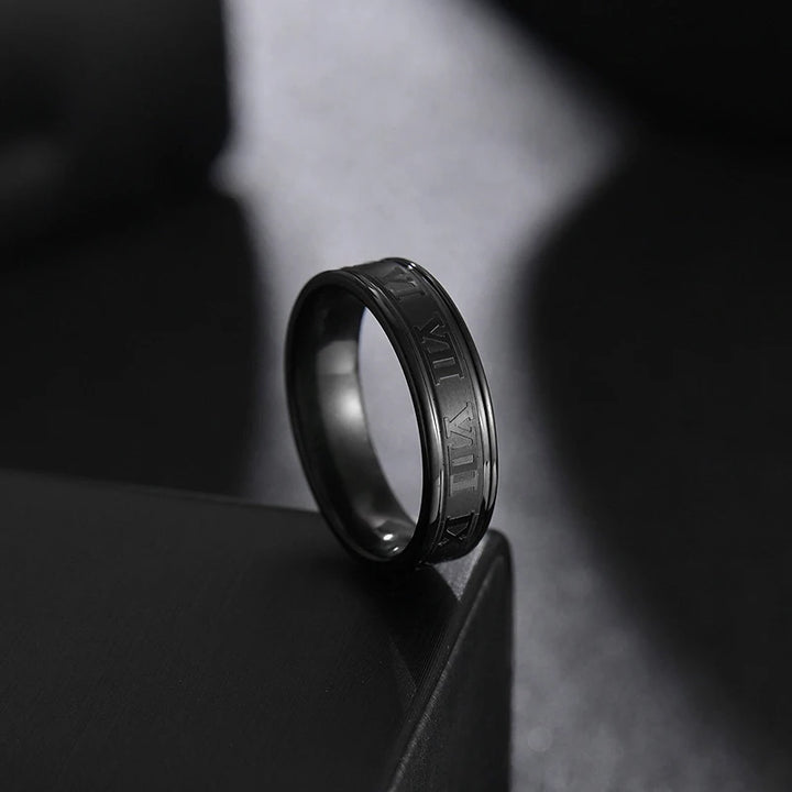 Letdiffery 6mm Punk Roman Numerals Rings High Quality Stainless Steel Women Men Jewelry For Wholesale Dropshipping