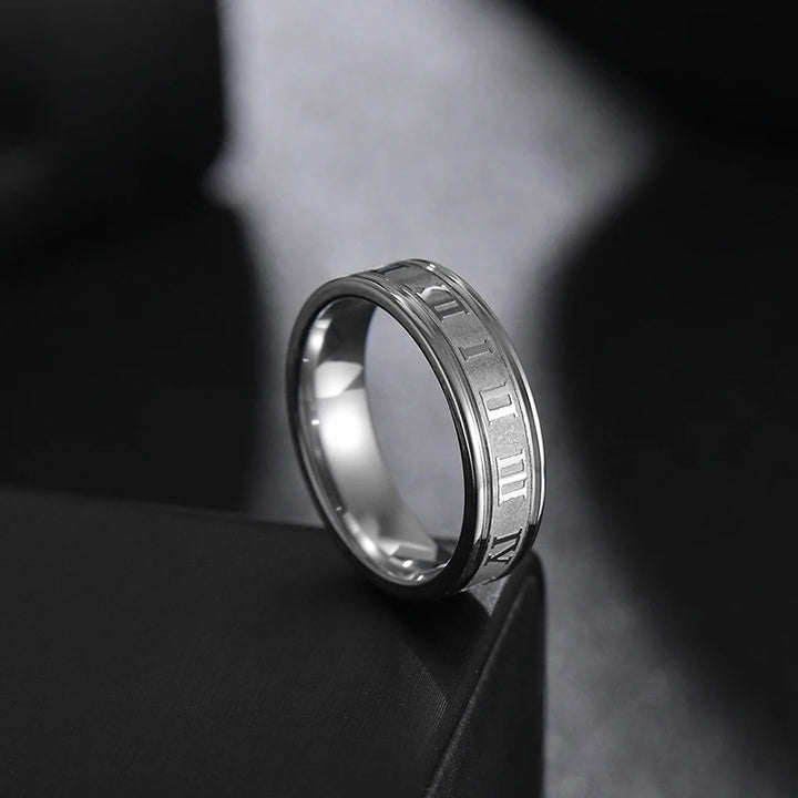 Letdiffery 6mm Punk Roman Numerals Rings High Quality Stainless Steel Women Men Jewelry For Wholesale Dropshipping