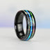 Fashion 8mm Rose Gold Color Tungsten Wedding Men Stainless Steel Rings Inlay Abalone Shell Blue Opal Rings Men Wedding Jewelry