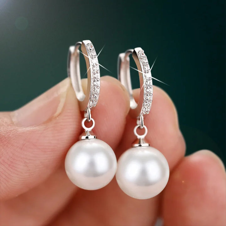 Sterling Silver Earring with Natural Genuine Pearl