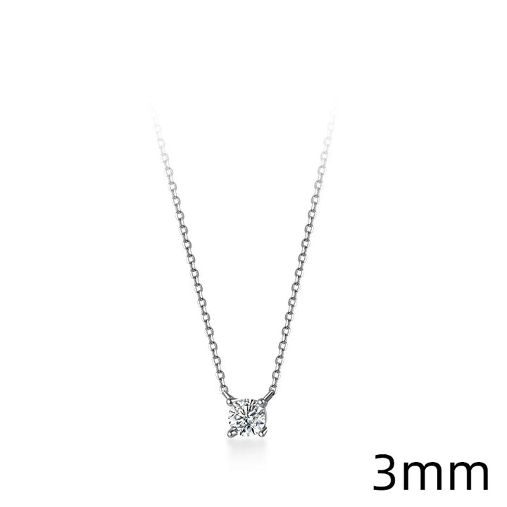 Modian Brands Simple 925 Sterling Silver Geometric Cut Sparkling Zircon Pendant Necklace for Women Wedding Engagement Jewelry