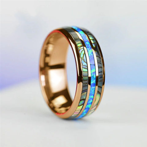 Abalone Shell Opal Tungsten Ring