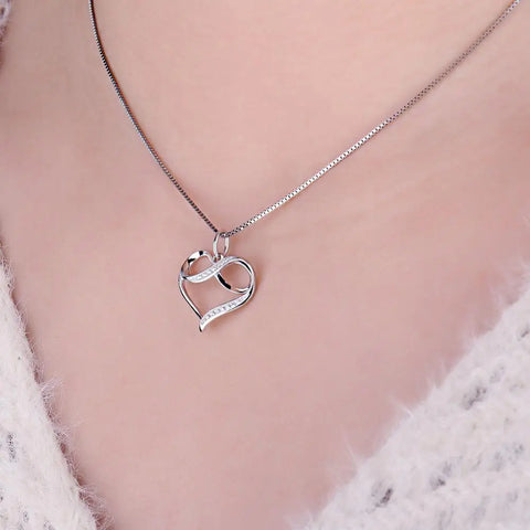 Infinity Love Knot Heart Shaped Sterling Silver Necklace