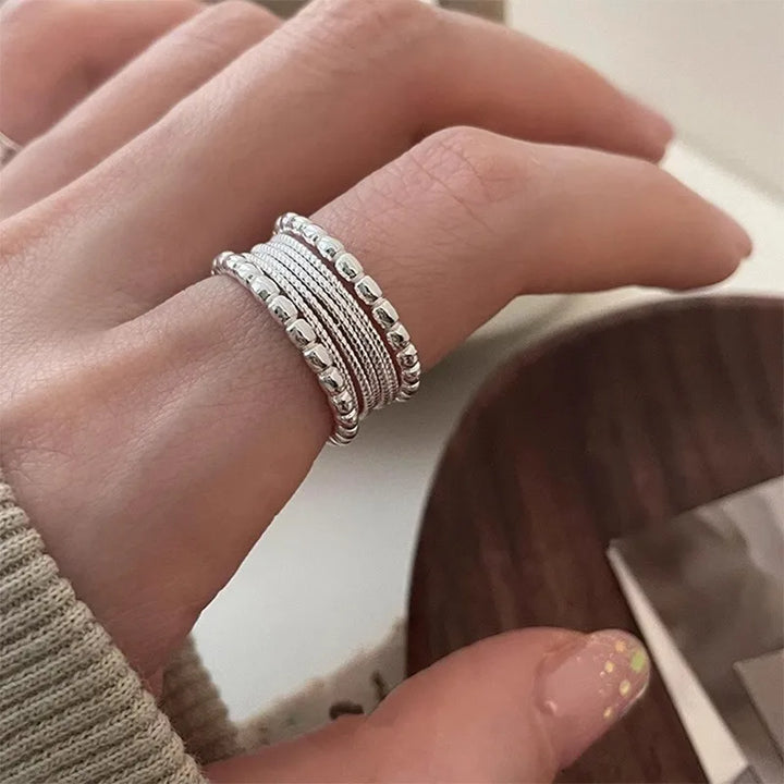 VENTFILLE 925 Sterling Silver Ring for Women Girl Jewelry Geometry Hollowed Out Design Overlapping Simple  Gift Dropshipping