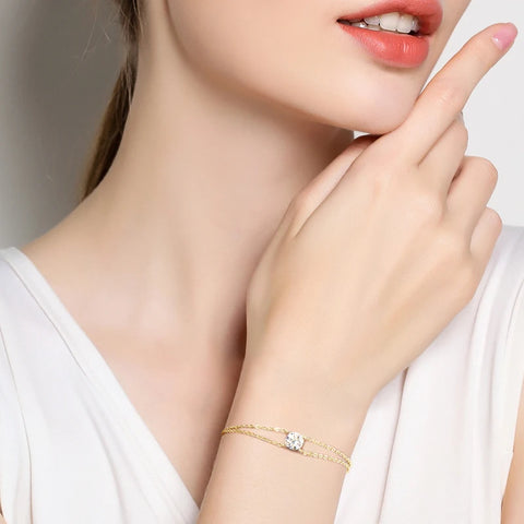 18k gold plated and 925 sterling silver bracelet with moissanite/diamond GRA certified