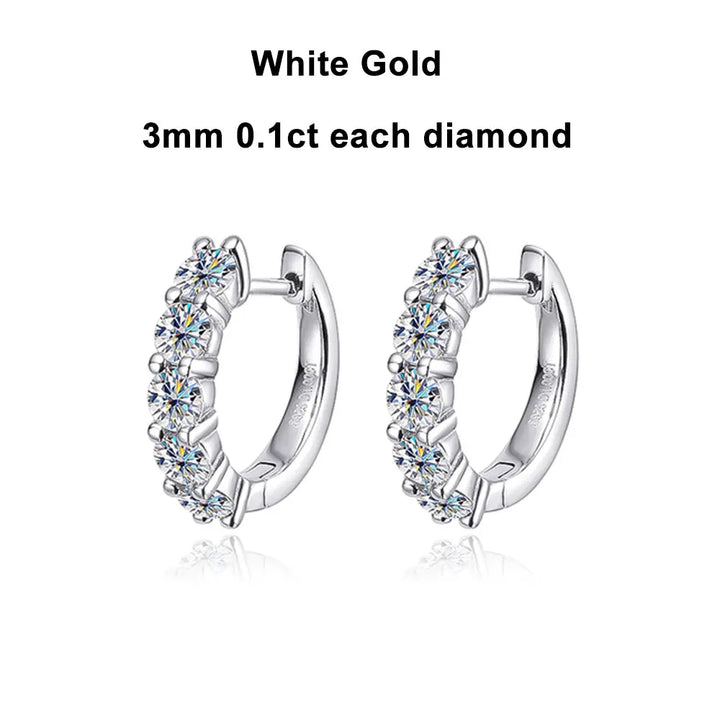 18k Gold and Platinum Plated Earring with Certified Moissanite