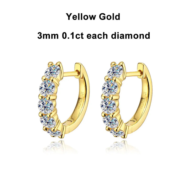 18k Gold and Platinum Plated Earring with Certified Moissanite