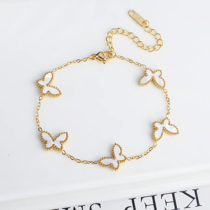 High Quality Gold Plated Stainless Steel Butterfly Insect Bracelet Classic for Women Girls Fashion Party Wedding Jewelry Clover