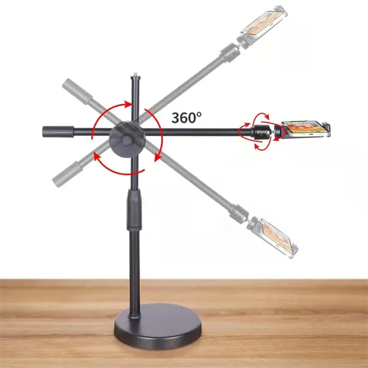 Hanging tripod with ring light for cell phone