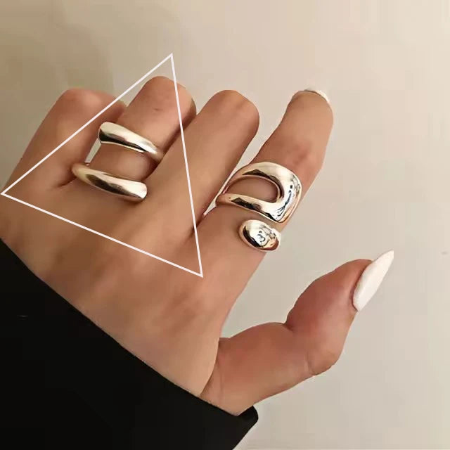 VENTFILLE 925 Sterling Silver Ring for Women Girl Jewelry Geometry Hollowed Out Design Overlapping Simple  Gift Dropshipping