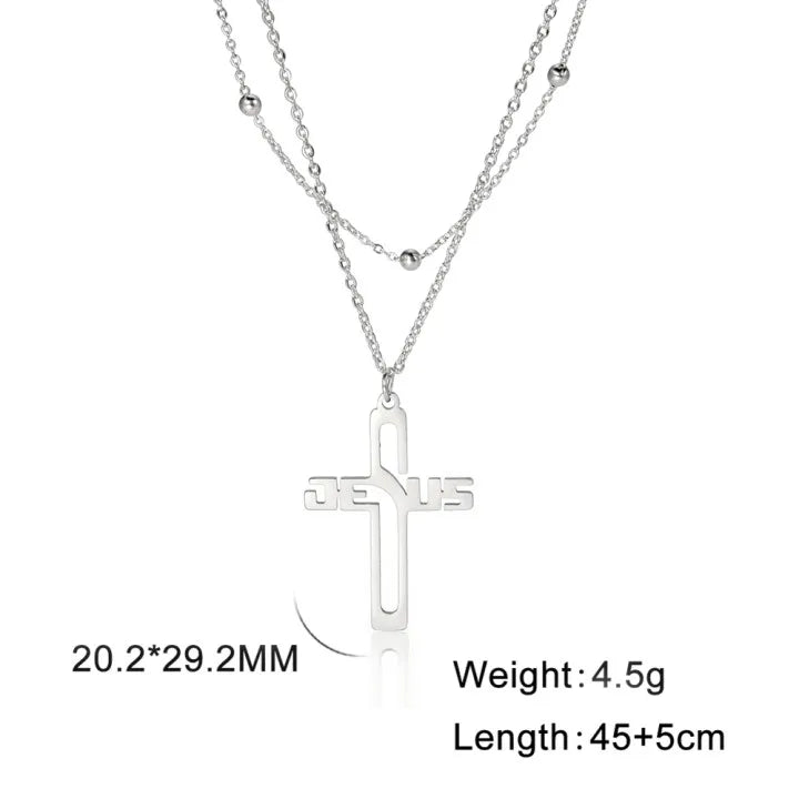 Cazador Jesus Cross Hollow Pendant Necklaces for Women Men Christian Chocker Wholesale Stainless Steel Jewelry Birthday Gifts