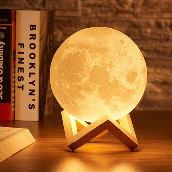 Moon-shaped 3D LED lampshade