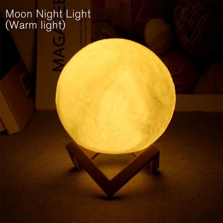 Moon-shaped 3D LED lampshade