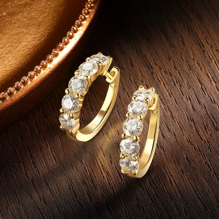 18k Gold and Platinum Plated Earring with Certified Moissanite