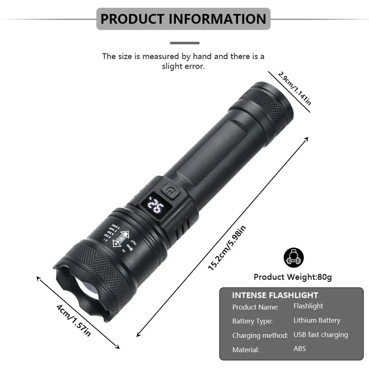 High Power LED Tactical Flashlight USB Charging