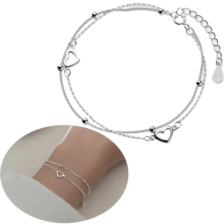 Bracelet with heart beads plated in s925 silver