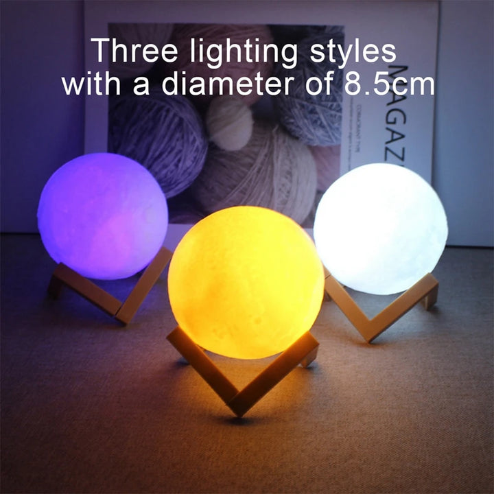 Moon-shaped 3D LED lampshade