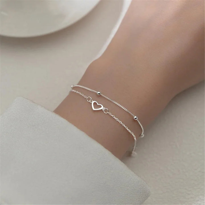 Bracelet with heart beads plated in s925 silver