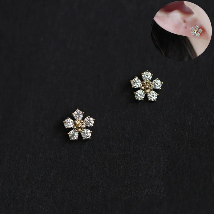 Stainless steel earrings with zirconia and stones