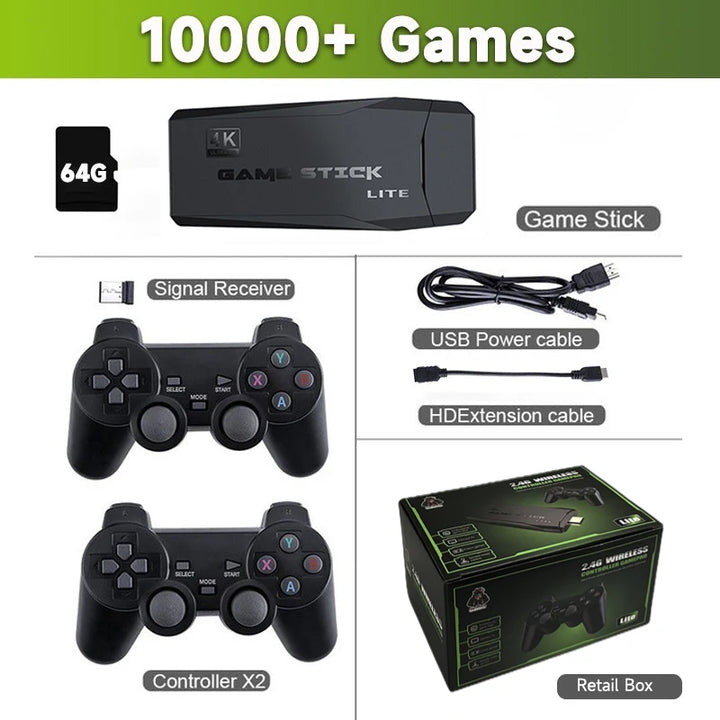 Video game with +10,000 games and dual wireless controller Stick Lite 4K HD M8 32/64GB