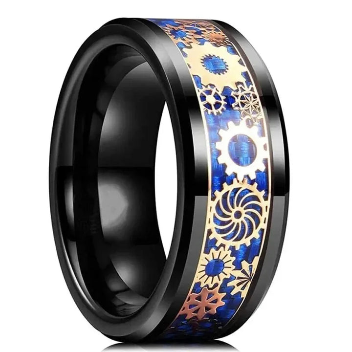 Viking ring in carbon and stainless steel