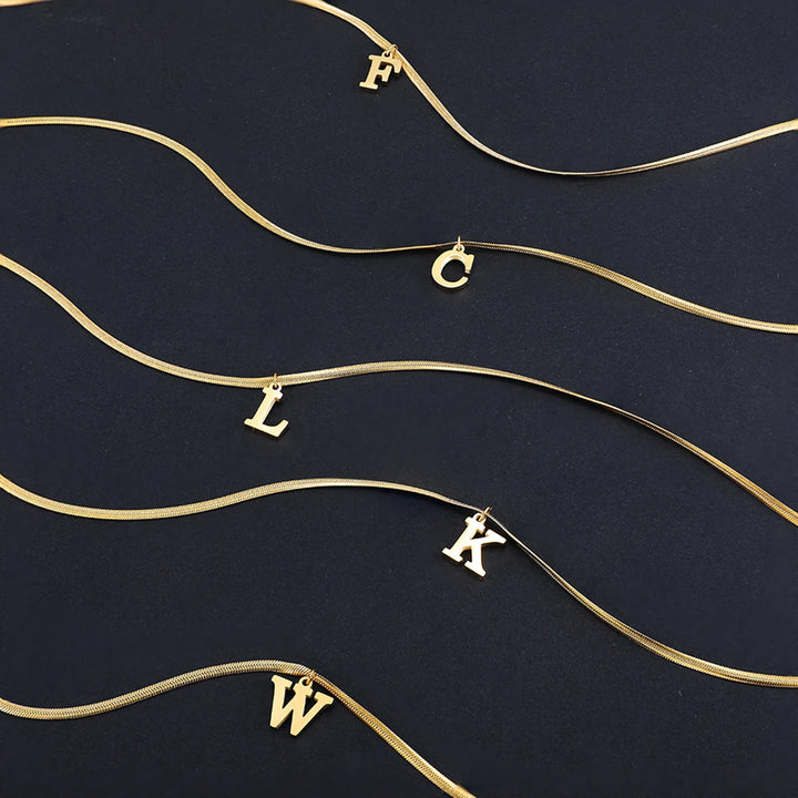 A-Z Alphabet Gold Plated Stainless Steel Pendant Necklace