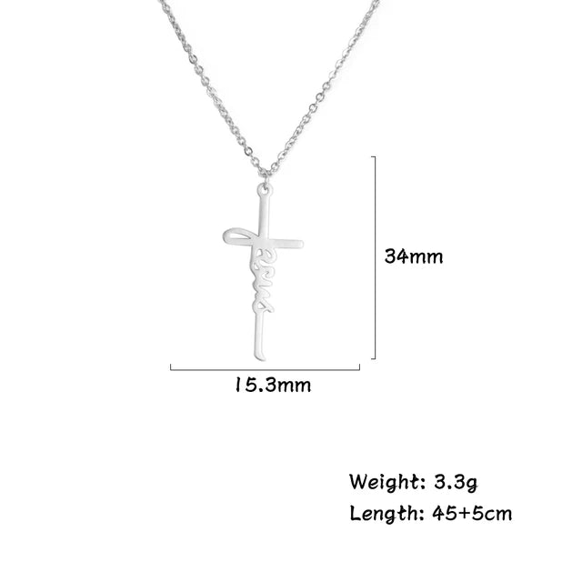 Cazador Jesus Cross Hollow Pendant Necklaces for Women Men Christian Chocker Wholesale Stainless Steel Jewelry Birthday Gifts