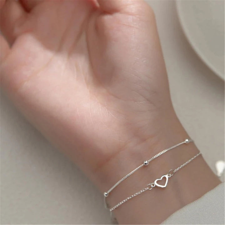 Bracelet with heart beads plated in s925 silver