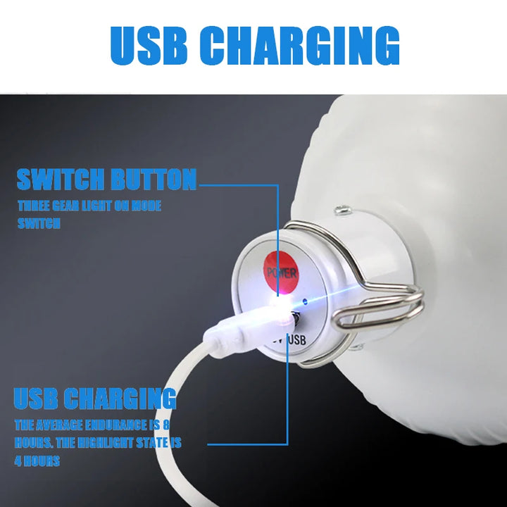 Portable USB Rechargeable LED Lamp with Hook - High Power