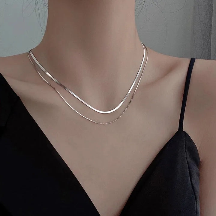 Double layer S925 silver chain