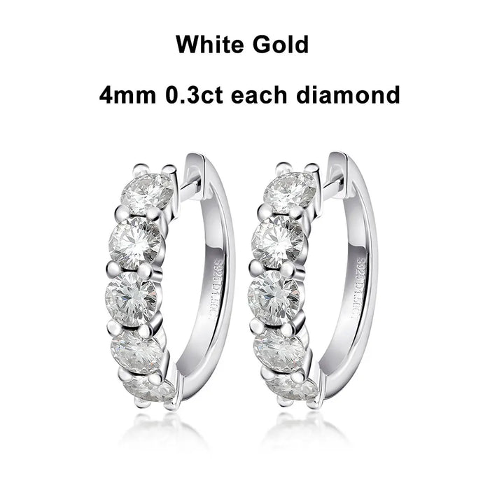 18k Gold and Platinum Plated Earring with Certified Moissanite