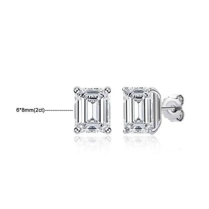 Emerald Cut Moissanite Earrings for Women 0.5 - 2ct D Color Lab Grow Diamond with GRA s925 Sterling Silver Trendy Stud Earring