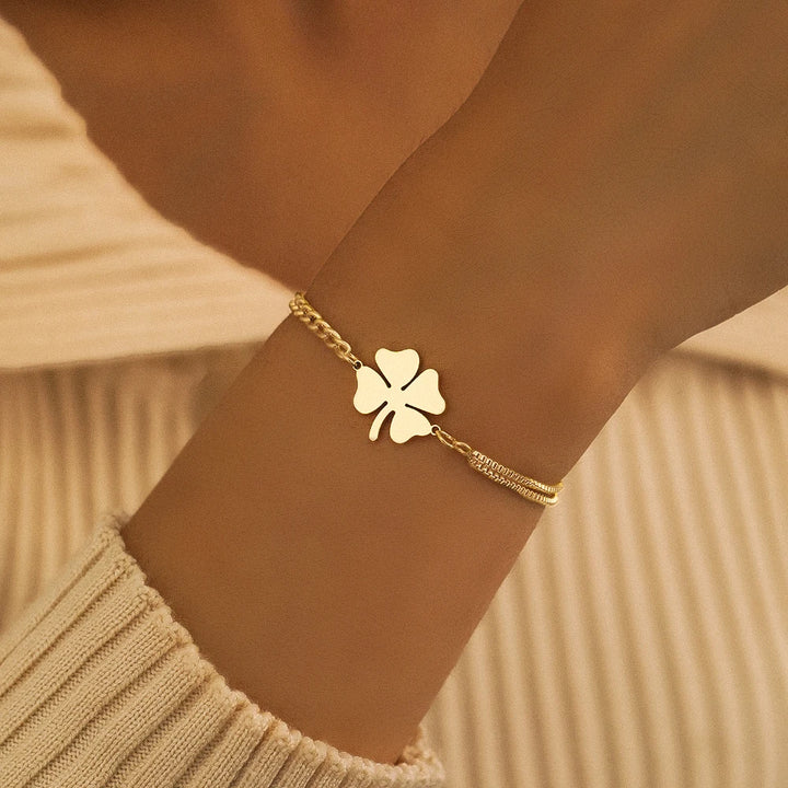 Lucky Clover Charm Stainless Steel Bracelets