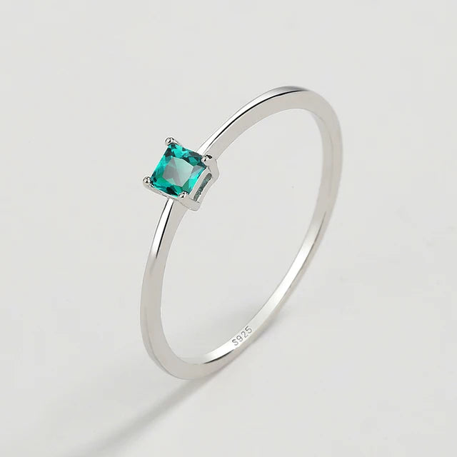 2022 NEW Classic Paraiba Rectangular Emerald Original S925 Sterling Silver Rings For Women Sapphire Diamond Engagement Jewelry