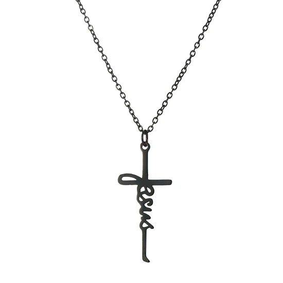 Cazador Jesus Cross Hollow Pendant Necklaces for Women Men Christian Chocker Wholesale Stainless Steel Jewelry Birthday Gifts