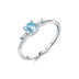 MODIAN 925 Sterling Silver Classic Round Light Blue Cubic Zirconia Rings For Women Wedding Anniversary Fine Jewelry Gifts