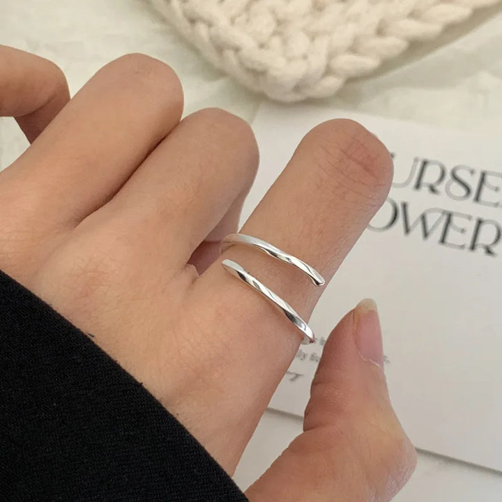 VENTFILLE 925 Sterling Silver Ring for Women Girl Jewelry Geometry Hollowed Out Design Overlapping Simple  Gift Dropshipping