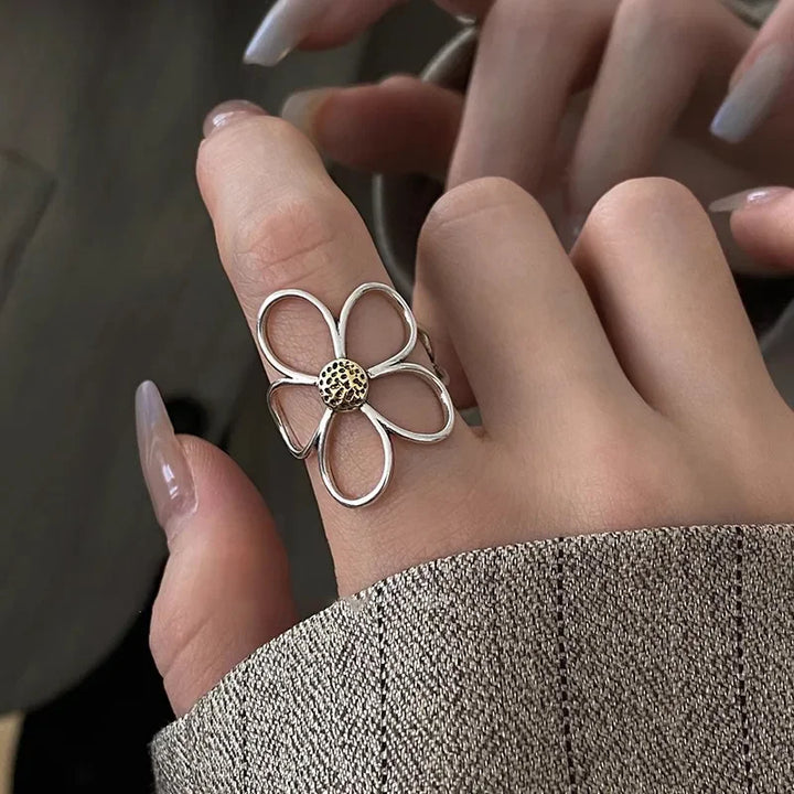 VENTFILLE 925 Sterling Silver Ring for Women Girl Jewelry Geometry Hollowed Out Design Overlapping Simple  Gift Dropshipping