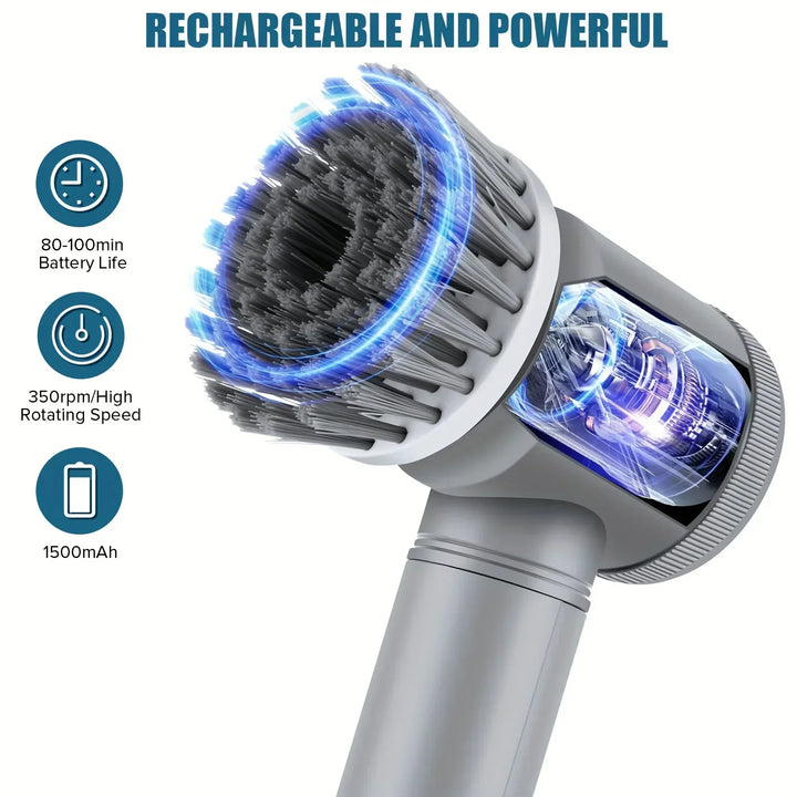 Cordless Electric Mop with 6 Replaceable Brush Heads