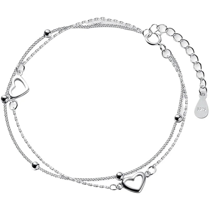 Bracelet with heart beads plated in s925 silver