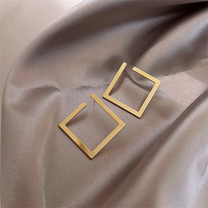 Minimalist retro stainless steel square earring