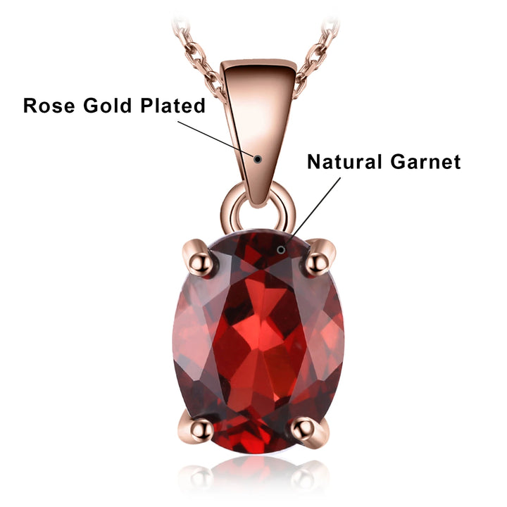 JewelryPalace Rose Gold Yellow Gold Plated Natural Amethyst Citrine Garnet Topaz 925 Sterling Silver Pendant Necklace No Chain