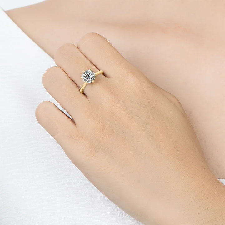 18k gold plated ring with GRA certified moissanite solitaire diamond