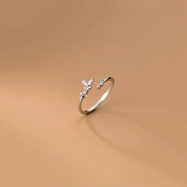 INZATT Real 925 Sterling Silver Leaves Plant Adjustable Ring For Fashion Women Fine Jewelry Cute Minimalist Accessories