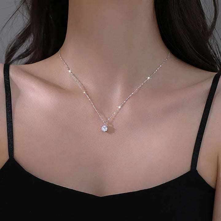 925 Sterling Silver Necklace with Shiny Moissanite Pendant