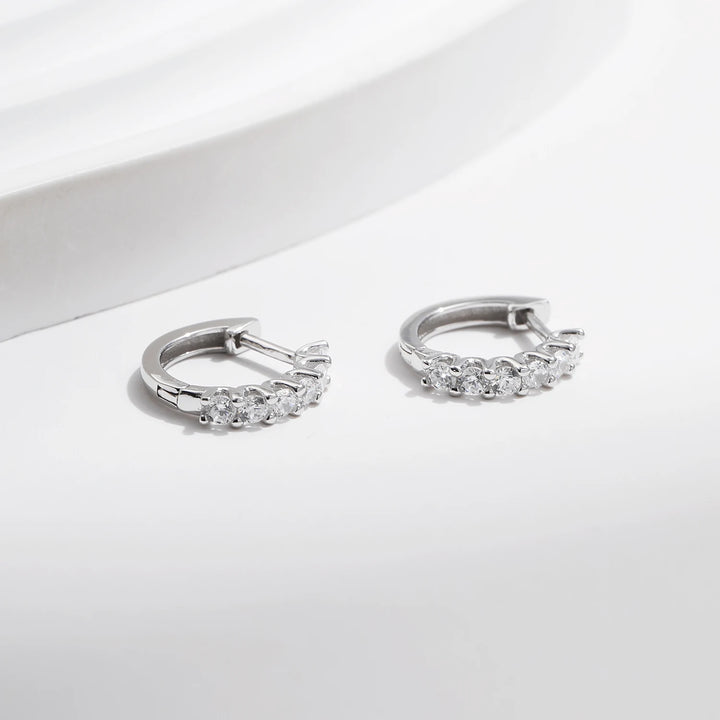 925 Sterling Silver Hoop Earrings adorned with Diamond/Moissanite Brilliant with GRA certificate