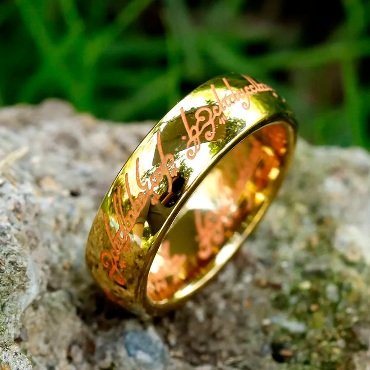 14k Gold Plated 3D Stainless Steel Carved Refined Ring