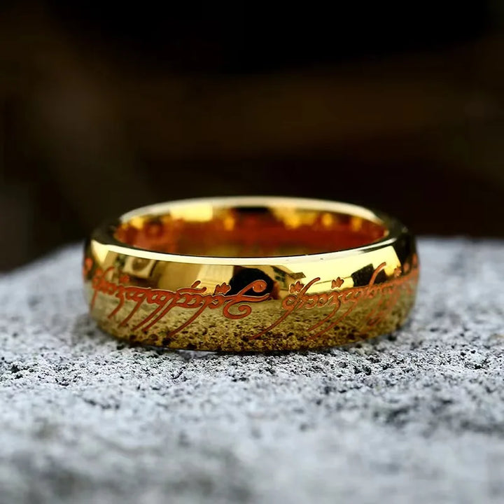14k Gold Plated 3D Stainless Steel Carved Refined Ring