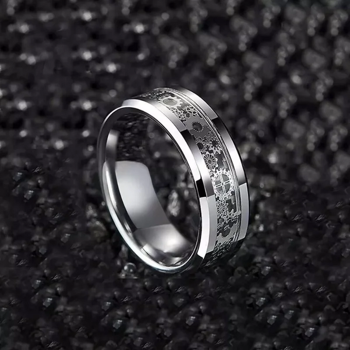 Viking ring in carbon and stainless steel