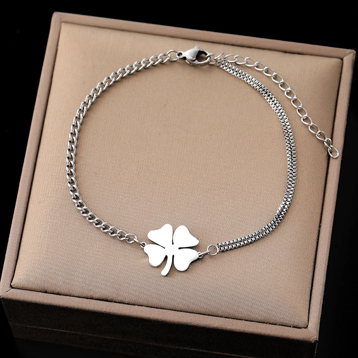 Lucky Clover Charm Stainless Steel Bracelets